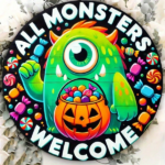 CIFbuy Frightsbyte 8x8 Inch Round Halloween Metal Sign, 2D Flat Tin Wall Art, Monster Printed Rustic Vintage Decor For Home Bar Party H TikTok, TikTok, ty H Self-pickup Logiopics - Image 4