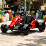 Red 24V Electric Go Kart — Dual 150W Motors, Adjustable Seat, 11.2MPH High Speed, Slow Start, 5-Point Safety Harness - Image 3