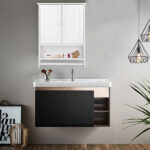 65 x 48.7 x 14.6cm Wall Hanging Cabinet with Two Doors Wall Washer Storage Cabinet