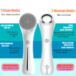Facial Cleansing Brush, Brush for Exfoliating, IPX7 Waterproof 3 in 1 for Massaging, Deep Cleansing Rechargeable with 4 Brush Head Replacements, White - Image 8