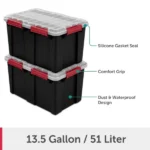 (4 pack)13.5 Gallon WaterProof Plastic Storage Bin with Lid, Gasket Seal and Durable Latches, Black(Shipment from Walmart) - Image 3