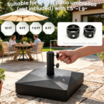 Fillable Patio Umbrella Base with 4 Rolling Wheels & Locks, Heavy Duty Water Sand Weighted HDPE Umbrella Stand Universal for 6-10ft Outdoor Umbrella - Image 4