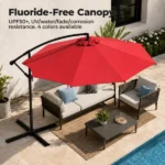 9.8FT Offset Cantilever Patio Umbrella with Crank & 8 Ribs, Easy Tilt Adjustment,UV Protection for Backyard Patio Lawn,red - Image 4