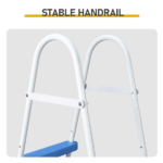 4-Step 52in Iron Pool Ladder (White Frame + Blue Steps) - Image 7