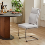 Dining chair set (2 pieces) modern leather imitation soft cushion dining chair, with soft cushion backrest and electroplated legs, suitable for kitchen/living room/dining room, white - Image 9