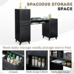 Black relief particle board tempered glass 141*50*112cm three doors and two drawers fanless nail table - Image 7