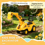 2 in 1 Kids Ride On Digger – Tractor Pulling Cart for Outdoor Yard Construction Play - Image 4