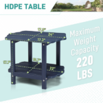 2-Tier Outdoor Side Table, HDPE Adirondack Table Patio Side Table, Weather Resistant End Table Small Outdoor Table, Navy Blue - Image 5