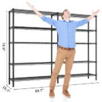5-layer double row, freely adjustable layer spacing, with adjustable feet, display stand, iron, 177*40*180cm, powder-coated black - Image 6