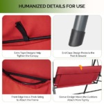 68*43*60 inch Red KD style with cushion canopy Iron Oxford cloth 250kg Iron swing set - Image 5