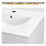 Washed white particleboard with melamine veneer, barn double door with U-shaped internal shelves, washbasin cabinet, 61*47*85cm (24 inches) - Image 8