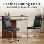Dining chair set (2 pieces) modern leather imitation soft cushion dining chair, with soft cushion backrest and electroplated legs, suitable for kitchen/living room/dining room,Black - Image 9