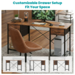 55 Inch Computer Desk with 4 Drawers, Office Desk with Mesh Shelf, Gaming Desk, Writing Work Desk , Large Storage, Rust - Image 6