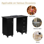Double Edged Manicure Nail Table with Drawer Black - Image 14
