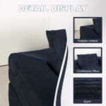 Compression Human Dog Sofa Bed for Adult & Pets,Modern Floor Couch With Pillow for Living Room Bedroom,Corduroy Fabric,No Assembly Required, Dark Blue - Image 8