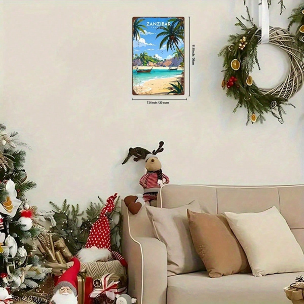 b350bb44-a6f2-4081-a7b6-15cc18f07979.png CIFbuy Vintage Zanzibar Tanzania Tropical Beach Metal Wall Art" Rustic Retro Iron Tin Sign, Inch 2D Flat Decorative Painting For H MetaikTok, MetaikTok, t Self-pickup Logiopics - Image 1