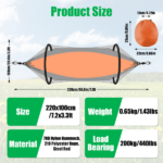3-in-1 Camping Hammock with Automatic Pop-Up Mosquito Net, Lightweight 70D Nylon Portable Hammock Supports 440lbs, Dual Zipper Outdoor Hammock for Camping Hiking Backpacking Beach Backyard - Image 9