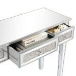 FCH Silver MDF Mirror Surface Broken Glass Three Pumping Computer Desk - Image 4