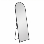 59" Full Length Mirror Floor Standing, Anti-Rust Aluminum Frame, Arch, Black