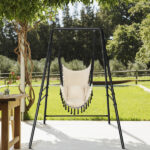 133*137*180cm Wrought Iron Four-Legged Standing 200kg Three Rings Hanging Chair Frame Black - Image 4