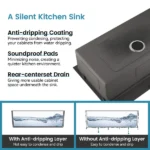 Stainless Steel Kitchen Sink, 36″x19″ Single Bowl, Undermount Handmade Sink in Brushed, with Cutting Board, Colander, Grid[Unable ship on weekends, TK/TEMU only for pickup, only TX10643 warehouse supports GOFO] - Image 5