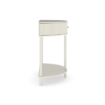 Artisan-Crafted Wave-Pattern Demi-Lune Console Table with Creamy White Finish,Unique Half Moon Design End Table with 2 Storage Drawers and Bottom Shelf for Living room, Bedroom, Study, Hallway - Image 2