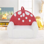 Pink + Beige Kids Sofa, Soft Teddy Fleece Foam Couch with Carry Handle & Removable Machine-Washable Cover - Image 3