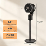 Black Portable Air Circulator Fan, 70° Horizontal Oscillation & 90° Tilt Fan with LED Touch Panel, Lightweight Standing Fan for Indoor Use - Image 6