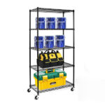 5-Tier NSF-Certified Steel Wire Shelving with Wheels Black - Image 3