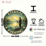 CIFbuy 1pc Retro Fishing 2D Flat Round Sign 8x8in, "in, Fishing Enthusiast" Gift Decorative, Plaque for Bar Living Room Bedroom Restaurant Wal TikTok, TikTok, temu Self-pickup Logi Wics - Image 3