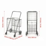 Heavy Duty Folding Grocery Cart, Jumbo Utility Cart with Double Baskets & 360° Wheels for Shopping & Laundry - Image 3