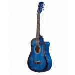 Blue 38-inch Acoustic Guitar with Picks, Strings, Capo, Case, Tuner, and Strap - Image 2
