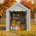 8x10 FT Storage Shed with 2 Roll-up Windows, Heavy Duty Bike Tent - Image 8