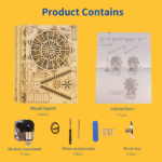 3D Wooden Puzzles Music Box Ferris Wheel DIY Crafts Handmade Model Kits for Women Birthday Gifts - Image 2