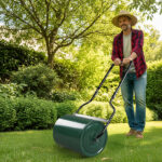 16in Heavy Duty Steel Lawn Roller, Garden Roller Can Be Filled with Water or Sand, Hand Roller with U-shaped Handle, Green & Black - Image 8