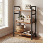 3 Tier Bookshelf, Free Standing Shelf, Bookcase Shelf Storage Organizer, Industrial Book Shelves for Home Office, Living Room, Kitchen, Rust Brown (Shipment from Walmart) - Image 5