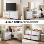 2-Pack 2/4-Drawer Dresser with Metal Frame & Wood Top, Fabric Storage Organizer,White - Image 5