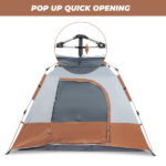 240*240*150cm Spring Quick Opening Four-Person Family Tent Camping Tent Brown - Image 10