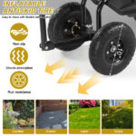 Rolling Garden Cart with Cushioned Backrest & Seat, Outdoor Gardening Stool for Planting, Garden Scooter with 360 Degree Swivel Seat & Steering Handle & Tool Tray, Black - Image 15