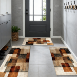 Three-piece kitchen rug set, non-slip and washable, abstract pattern kitchen hallway rug, soft and comfortable, suitable for sinks, floors, entrances, hallways and bathrooms. - Image 11