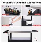 Outdoor Grill Table Cart with Cabinet, Stainless Steel Movable Kitchen Island with Large Storage Cabinet, Multifunction Food Prep Table with Bottle Opener and Seasoning Tray, Black - Image 4