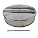 14" x 3" Half Finned Aluminum Air Cleaner With Recessed Base and Paper Element Polished