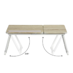 Folding Table with Adjustable Tilt Top and Foldable Legs, Natural Oak/White - Image 2
