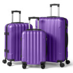 ABS Trolley Case 20in 24in 28in 3PCS Suitcase Set Vertical Striped Frosted Case Suitcase Purple - Image 25