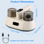 72000 Times/Min Tapping Mattress Vacuum Cleaner with UV-C Sanitizing Light, 9000PA & 15000PA Dual Suction Cordless Dust Mite Remover with Double Dust Cup - Image 14