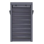10 Tiers Shoe Rack with Dustproof Cover Closet Shoe Storage Cabinet Organizer Gray - Image 4