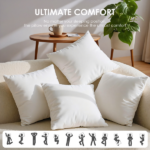 Precisely sized for versatility. This set includes two 18" x 18" white pillows filled with resilient polyester for lasting loft. Perfect as lumbar support on the sofa or as decorative shams on the bed. Sold without inserts, simplifying your purchase and allowing for custom cover
