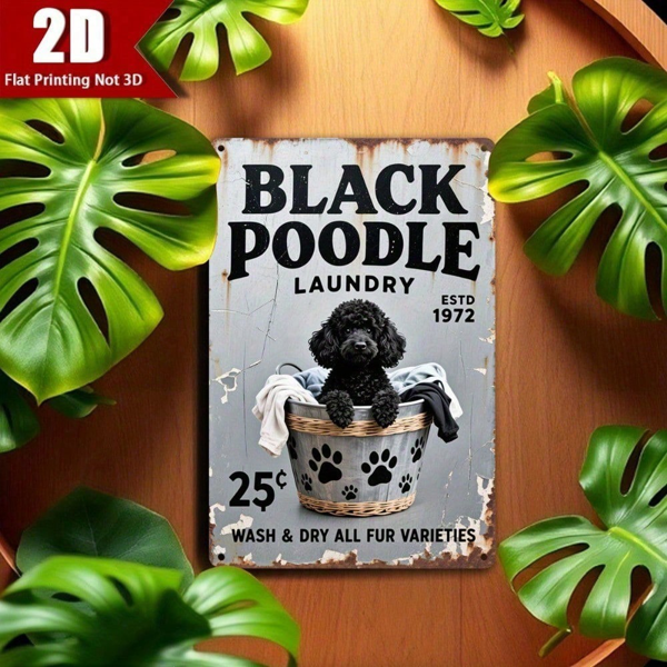 CIFbuy Vintage Black Poodle Laundry Tin Sign 11.8x7.8", 1972 Retro Metal Plaque, Rustic Pet Lover Wall Decor, 2D Flat Farmhouse Laundry TikTok, TikTok, , Rustic Pet Lover Wall Decor Self-pickup Logiopics