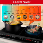 Double Induction Cooktop, Portable Dual Countertop Burner with Sensor Touch, 4000W Induction Cooktop 2 Burner, Electric Countertop Cooker with 9 Temp & Power Levels, 3-Hour Timer,Safety Lock - Image 4