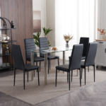 4pcs Elegant Assembled Stripping Texture High Backrest Dining Chairs Black Replace encoding 13028198-18410366 - Image 161